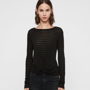 AllSaints Carme Shimmer Stripe T-Shirt- S